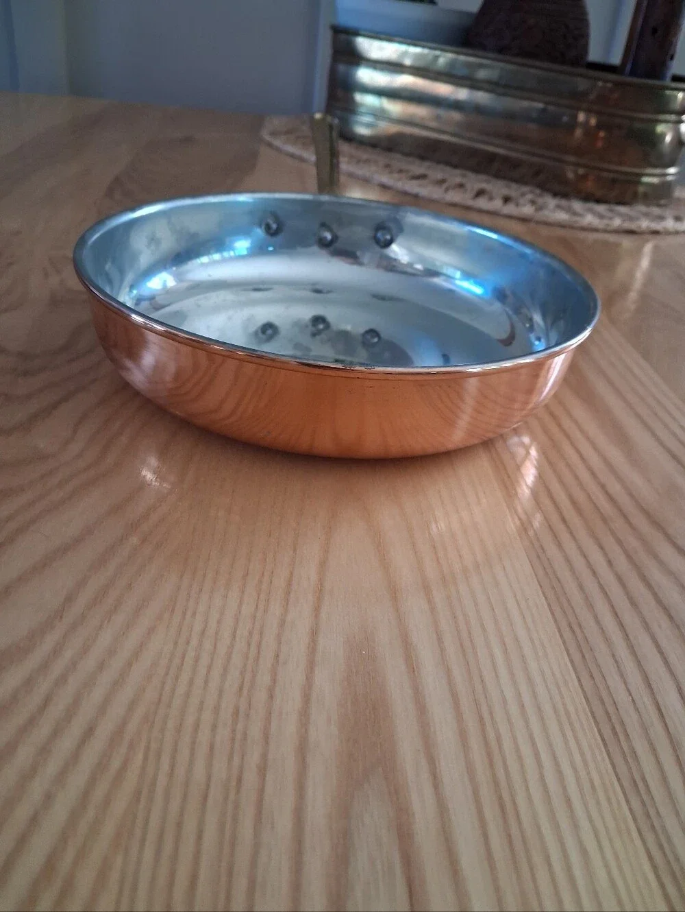 Copral Cooper / Brass Pan 7inch French Kitchen/Heirloom Cookware/Vintage